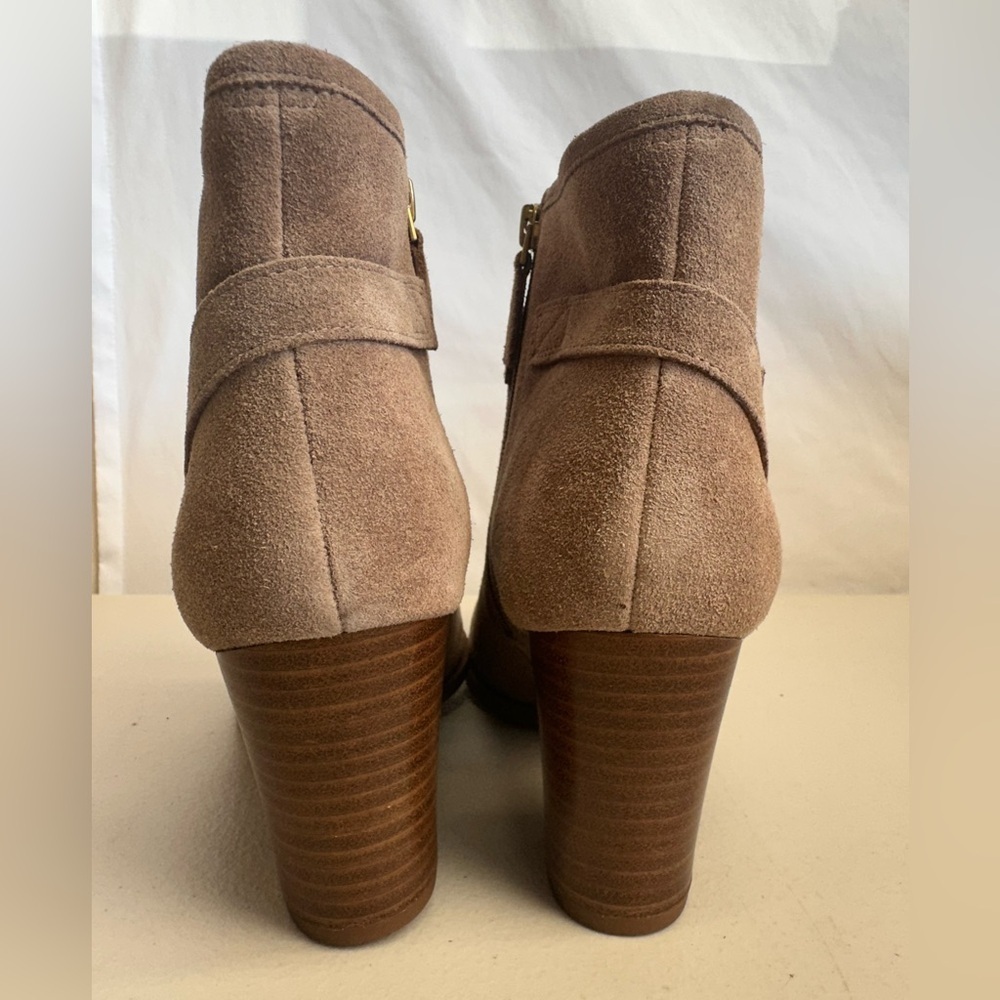Franco Sarto Delancy Suede Leather Block Heel Ankle Boots – Size 9.5M Tan Fall - Picture 4 of 6